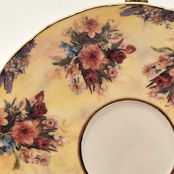 Vintage Bradford Editions Lena Liu "Enchantment" Floral Teacup & Saucer Set - Picture 3 of 5